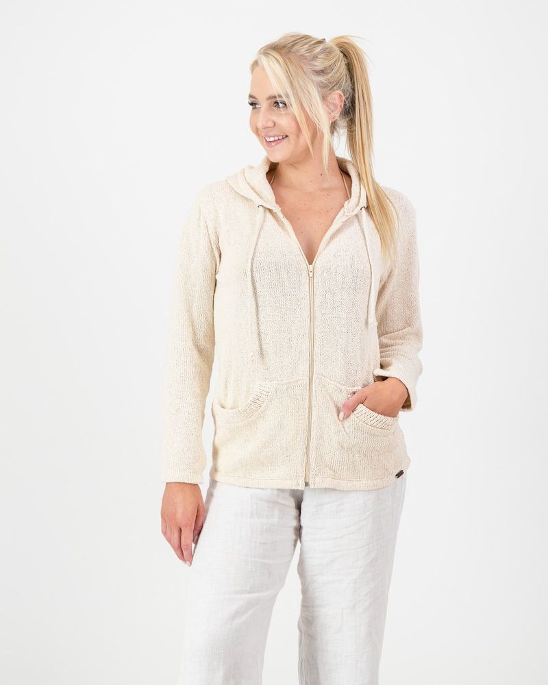 Women's Coastal Knitted Pocket Hoodie Cream
