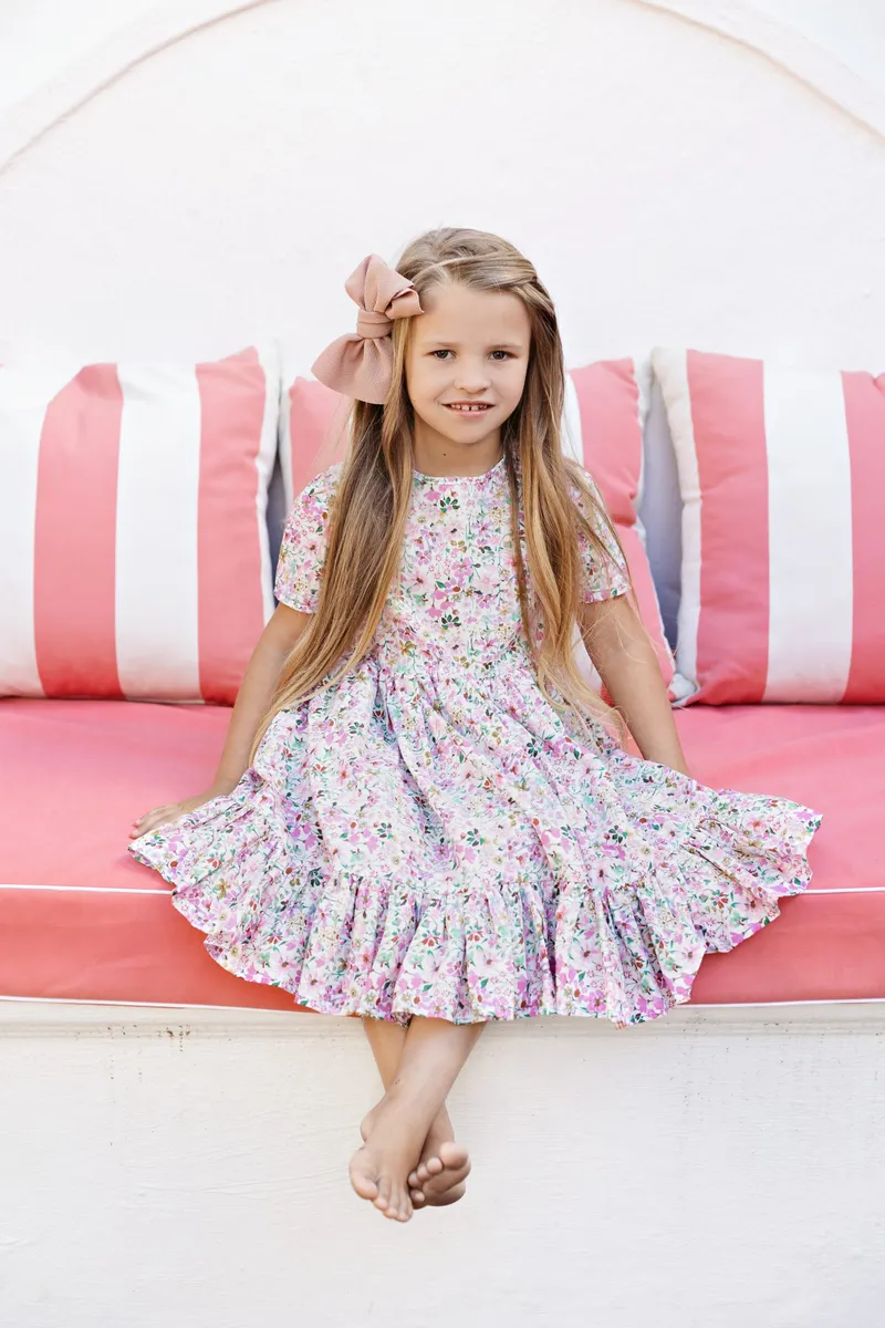 Girl's Watercolour Bouquet Dress - Image 6