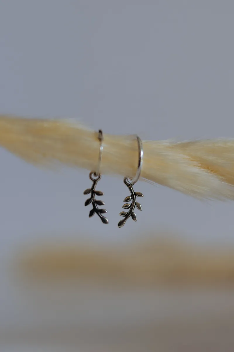 Leaf Hoop Earrings - Image 3