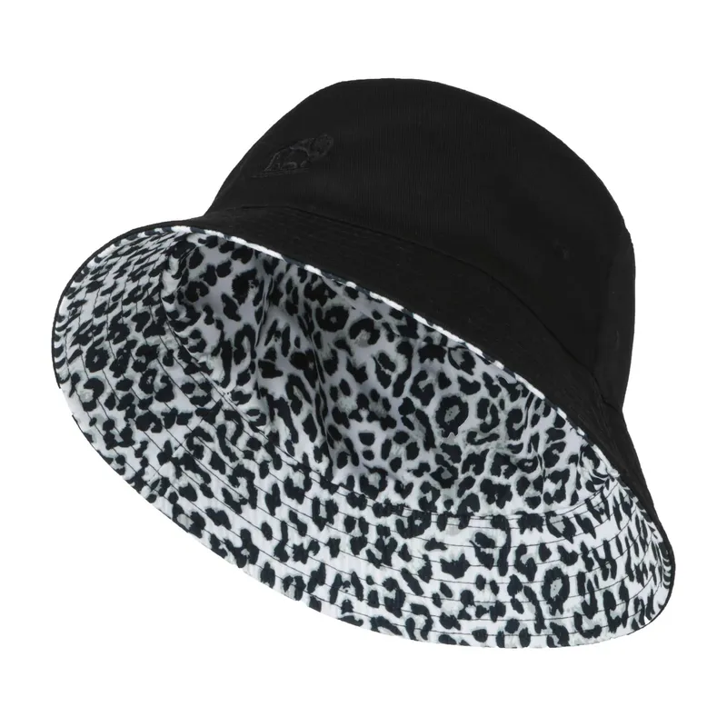 Into Africa Black Reversible Leopard Print Grey Bucket Hat - Image 1