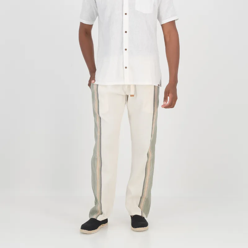 Regular  Fit Trousers - Olive & Cream - Image 3