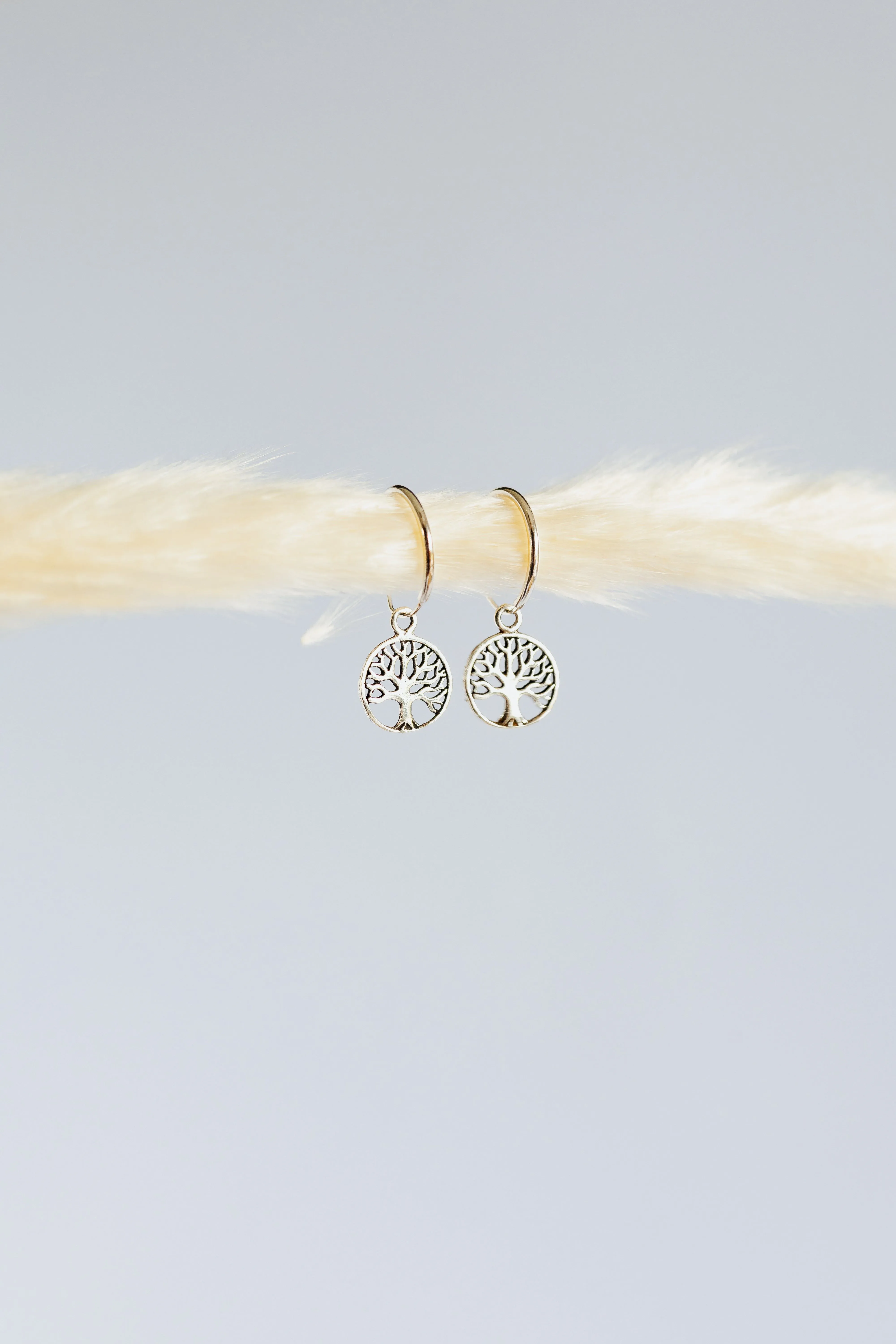Tree of life hoop earrings