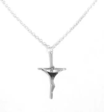 Crucifix on silver coloured chain - NWCH04