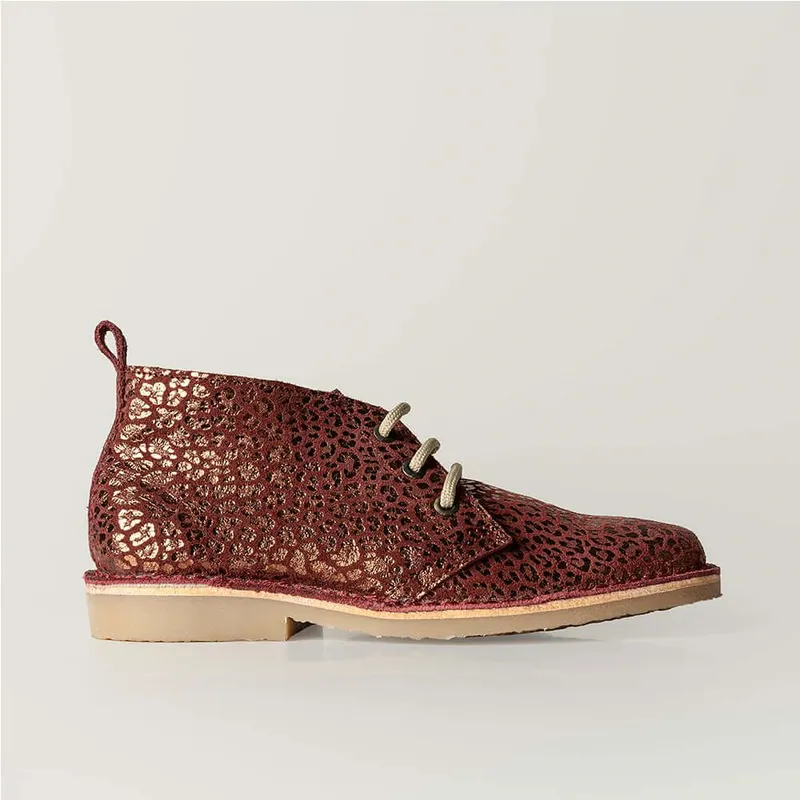 Burgundy Leopard Print Vellie – Handmade Vellies South Africa - Image 1