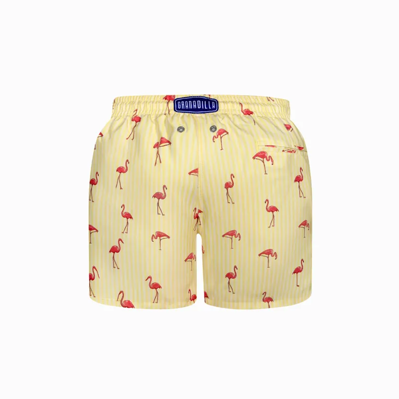 Mid-length Swim Shorts | Flamingo / Yellow - Image 4