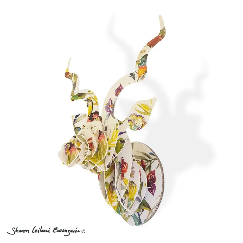 Mini Kudu head with Fynbos print - Image 1