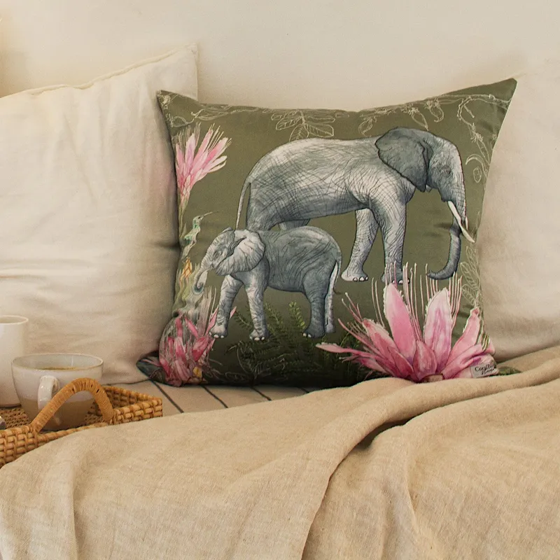Bushveld Elegance Olive ~ Velvet Scatter Cushion Cover - Image 1