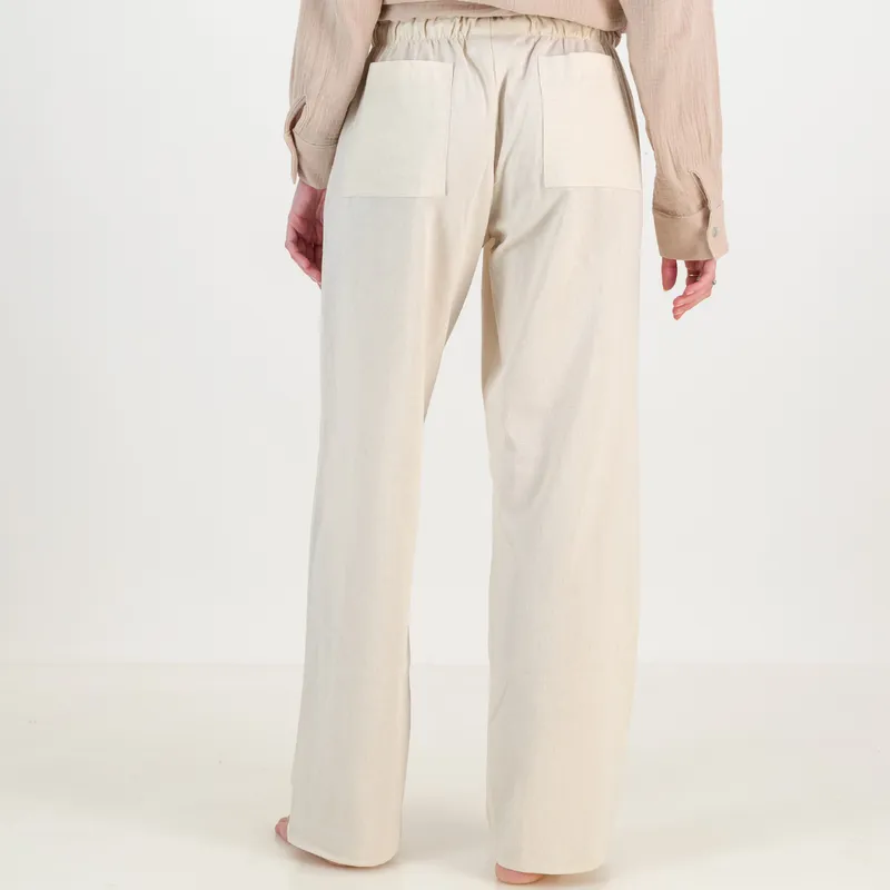 Ladies Linen Trousers - Ivory Cream - Image 3