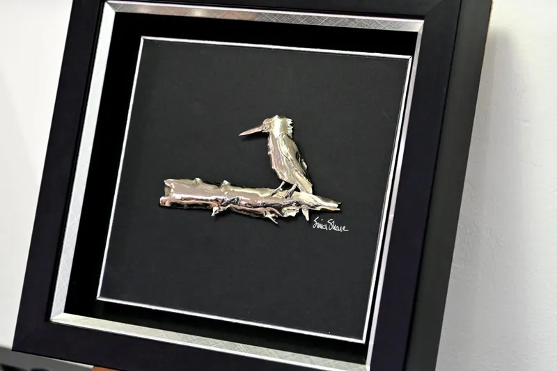 Kingfisher on Log Brass Nickel Plated - Image 3