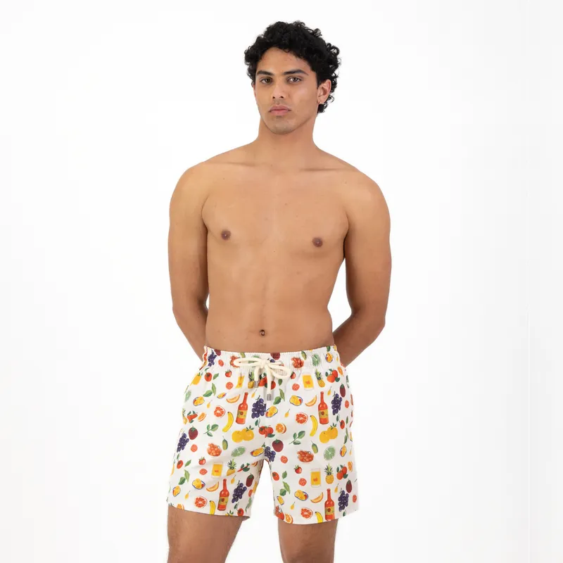 Mid-length Swim Shorts | Picnic / Cream - Image 1