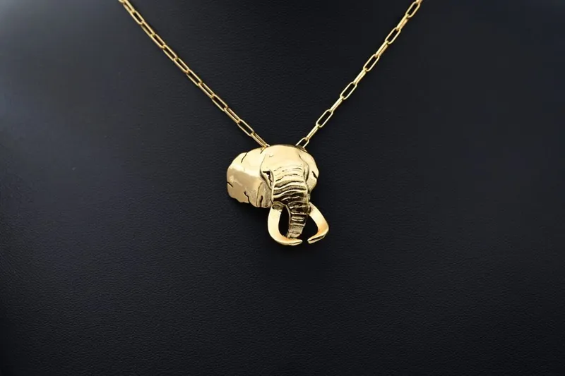 Shawu Elephant Head Pendant Silver 18ct Gold Plated - Image 2