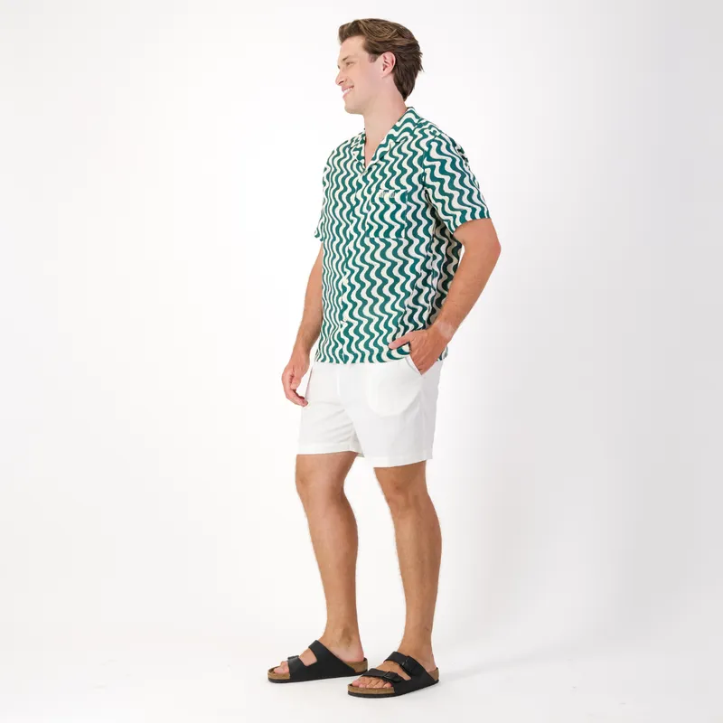 Mens Short Sleeve Revere Collar Shirt | Wavy Stripe / Multi - Image 5