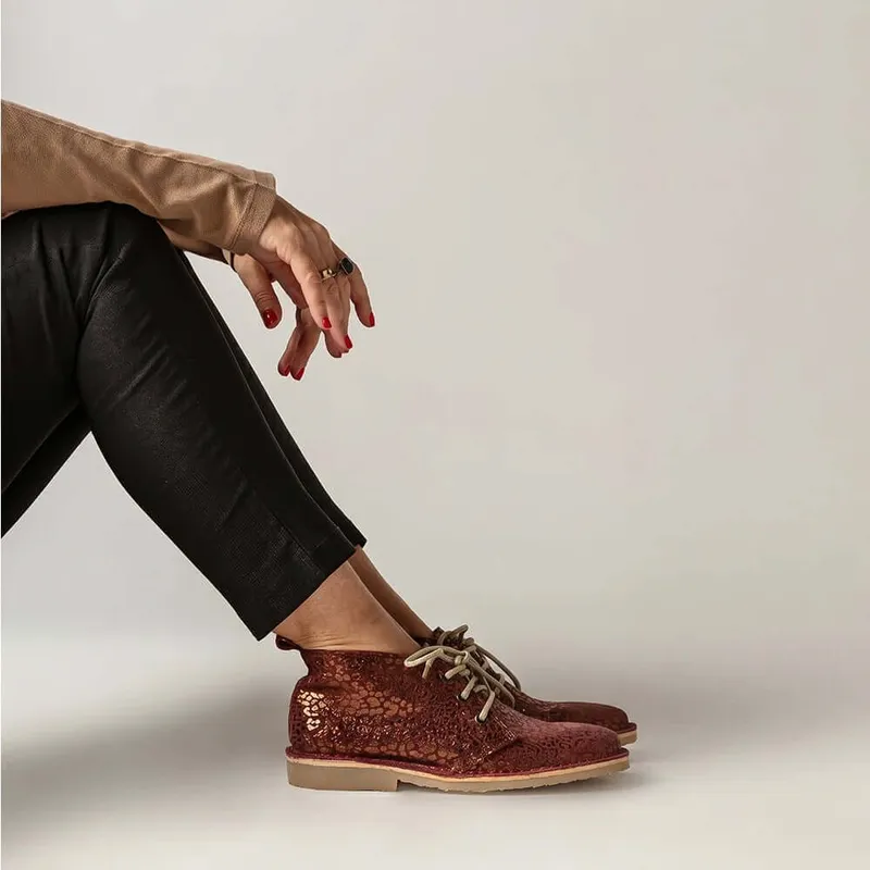Burgundy Leopard Print Vellie – Handmade Vellies South Africa - Image 4