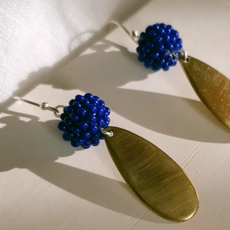 Brass Droplet Earrings - Image 2