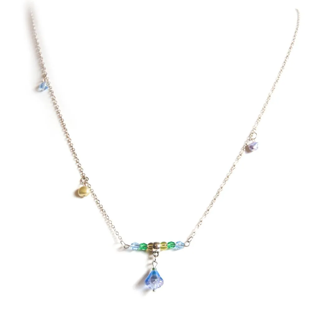 Long chain pendant, with Czech and other glass and freshwater pearls - NWAG01