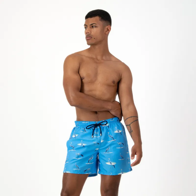 Mid-length Swim Shorts | Crane Surfer / Light Blue - Image 1