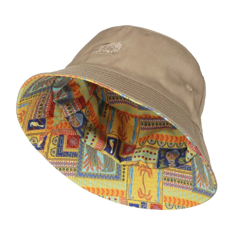 Into Africa Stone Reversible Patchworkd'afrique Gold Bucket Hat - Image 1