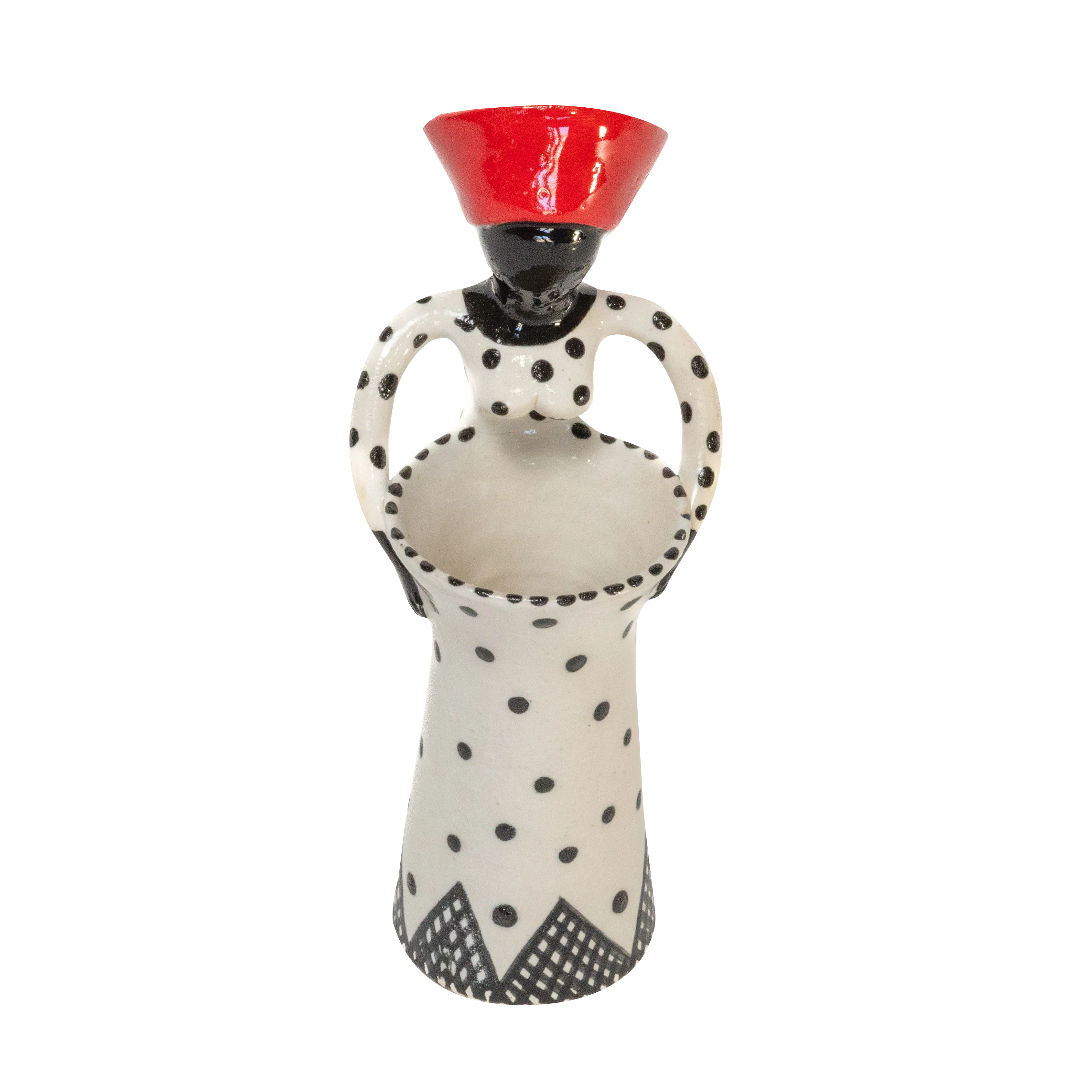 1Lady Zulu Small Vase in Black, Red & White