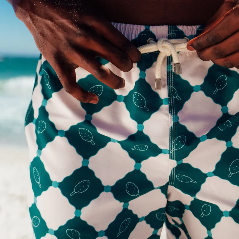 Mid-length Swim Shorts | Grid Lolly / Green - Image 2