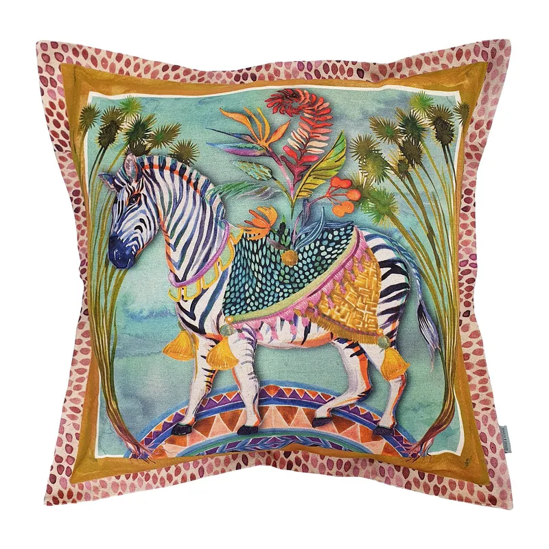 Fiesta Zebra Cushion Cover, Standard, Cotton-linen blend - Image 1