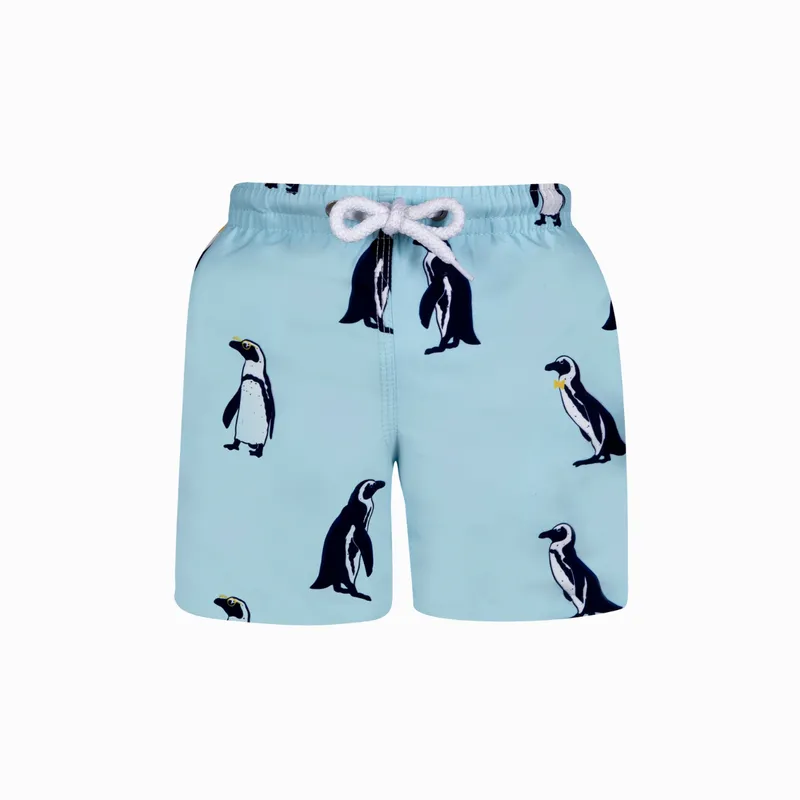 Kids Swim Shorts | Penguins / Bright Blue - Image 1