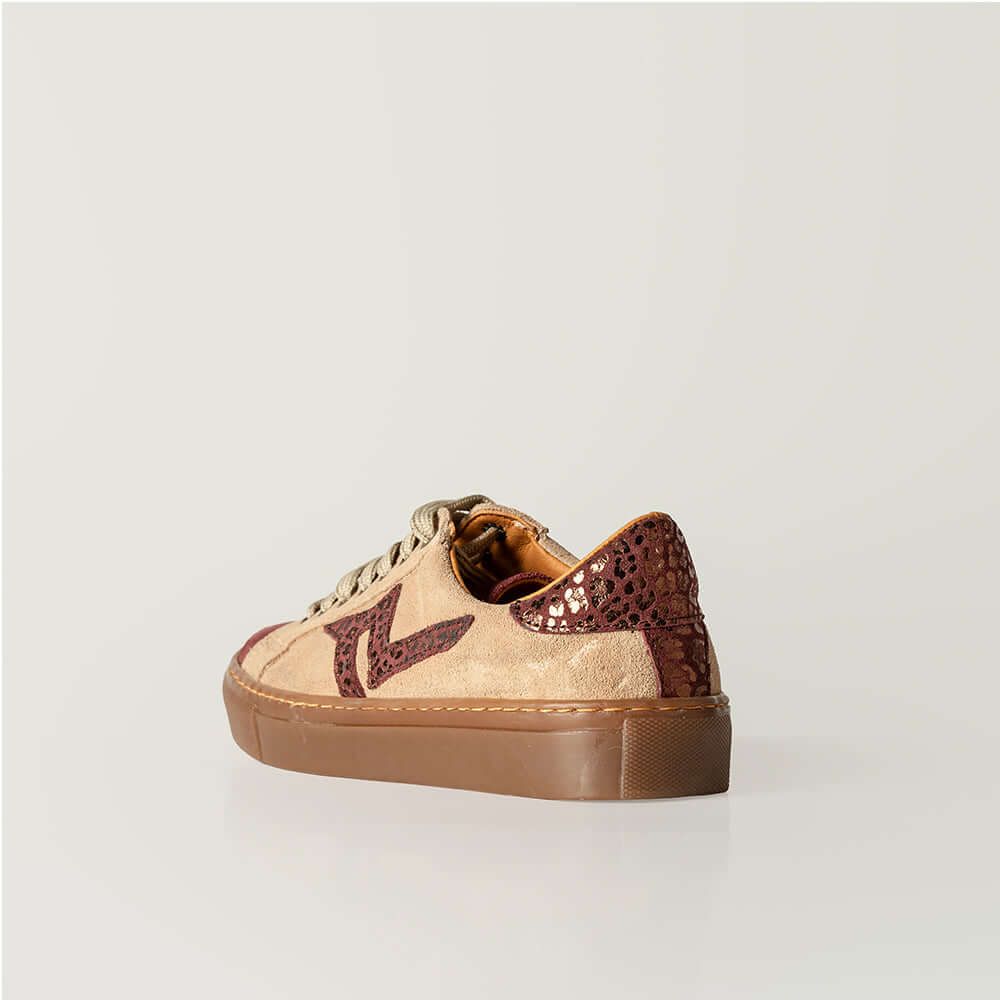 Beige & Burgundy Leather Sneaker – Handmade Sneakers South Africa