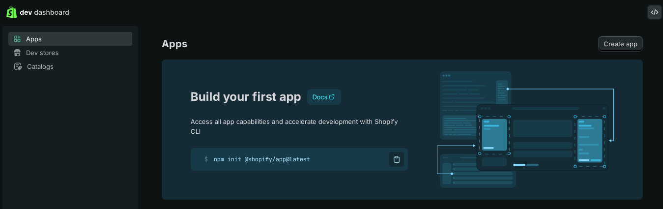 Shopify create app
