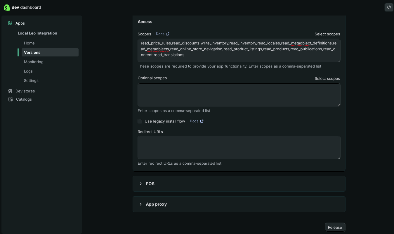 Shopify Admin API Scopes